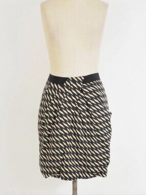 Anthropologie Fei Washi Wrap Skirt Black & Tan Geo-Print Size 6